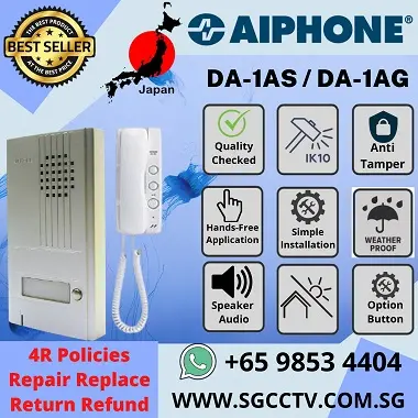 AIPHONE INTERCOM SUB STATION LE-A Audio Communication Call Button VIDEO INTERCOM REPAIR Singapore Video Door Entry Systems 8 AIPHONE Video Intercom DA-1AS Singapore Video Phone Two-Wire Door Entry World Largest Intercom Manufacturer Japan Technology