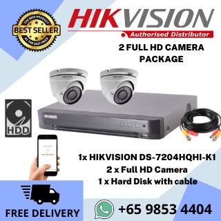 Hikvision Dahua 2 Camera CCTV Singapore DIY Package for 2 Full HD Camera Repair & Replace