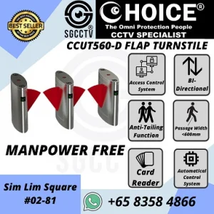 Turnstile CCUT560D Flap Access Control Biometric Facial Recognition RFID Flap Barrier Gate Door Tripod Temperature Gym Direct Manufacturer Best Price