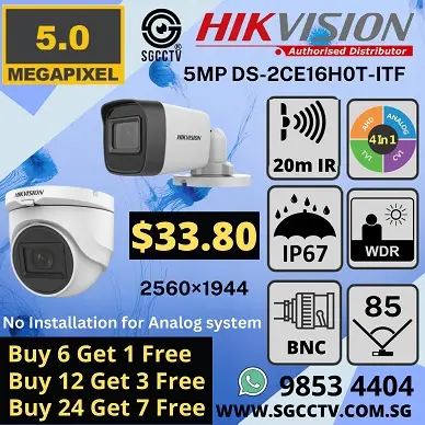 Sim Lim Price DS-2CE76H0T-ITPF Hikvision 5MP Wide Angle Mini Dome Camera Installation Company Office Shop Warehouse CCTV Camera Repair Replace Upgrade