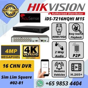 CCTV DVR Hikvision DS-7216HQHI-K1 16ch 1080p 1U H.265 Pro DVR VGA HDMI 4K Network Mobile APP Hik-Connect P2P AcuSense