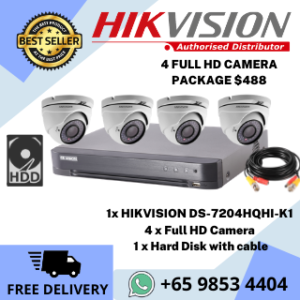 Hikvision Dahua 4 Camera CCTV Singapore DIY Package for 4 Full HD Camera Repair & Replace