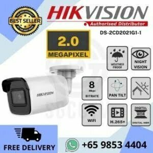 HIKVISION 2MP POE-BULLET CAMERA DS-2CD2021G1-I Weatherproof IP67 Night Vision 30m 256GB iVMS-4200 Hik-Connect Hik-Central AI Line Crossing Intrusion Detect