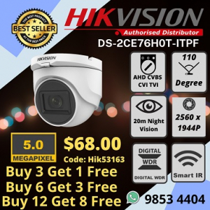 Sim Lim Price DS-2CE76H0T-ITPF Hikvision 5MP Wide Angle Mini Dome Camera Installation Company Office Shop Warehouse Factory Home