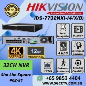 CCTV NVR Hikvision DS-7732NXI-K4 iDS-7732NXI-I4X Repair Replace CCTV NVR 32ch H.265+ 4K 12MP 40TB NVR VGA HDMI Face Recognition People Counting Heat Map