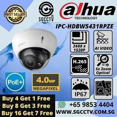 DAHUA 4MP Zoom Dome IPC-HDBW5431RPZE POE IVS H.265+ CCTV Camera 5x Optical Zoom IP67 IK10 IP POE IR Dome Security Camera for Home Office Factory Warehouse