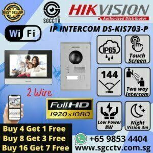 HIKVISION IP INTERCOM DS-KIS703-P Video Intercom 2 Wire H.265 Full HD 1080P Unlock On Mobile APP IP65 Weatherproof Night Vision