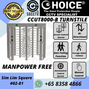 Turnstile Access Control CCUT800B Manpower Free Time Attendance Facial Recognition Sim Lim Square CCTV Camera Speed Gate Turnstiles
