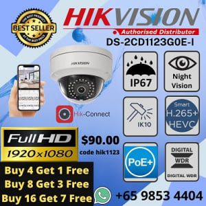 Hikvision DS-2CD1123G0E-I IP POE Dome Network Camera H.265+ 2MP 1080P Power Over Ethernet Outdoor Weatherproof IP67 Hi-Connect ivms4200 ivms4500