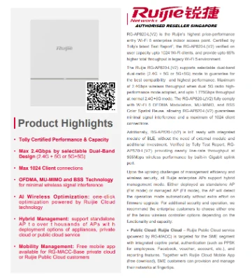 Ruijie Wireless Access Point RG-AP820-L Access Points Singapore Access Point vs Router Networking & WiFi Best Wi-Fi 6 Access Points Huawei TP-link D-Link WAP