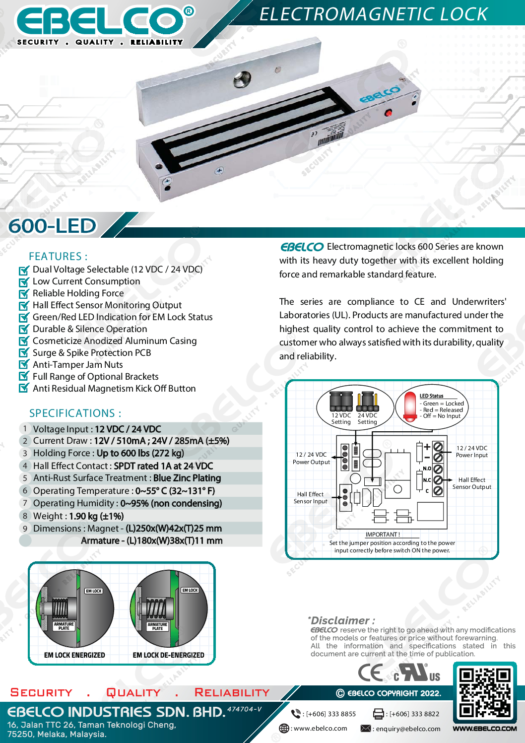 EBELCO EM LOCK E600-LED Door Control Access Control Door Repair Service EM Lock Door Access Entrance Door Digital Lock Door Access 8 EBELCO EM LOCK E600-LED Door Control Access Control Door Repair Service EM Lock Door Access Entrance Door Digital Lock Door Access - Image 8