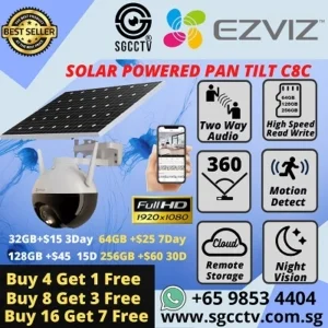 Solar-Powered CCTV Ezviz EB8-4G C8C 4MP 4G LTE Pan-Tilt Cloud Storage Active Defense AI Powered Colour Night Vision Solar Monitoring Surveillance IP Camera