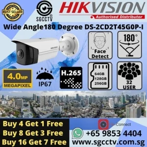 Hikvision Wide Angle DS-2CD2T45G0P-I 4MP 180 degree Hik-Connect iVMS4500 CCTV Camera SD IP67 Face Detection SGCCTV Singapore