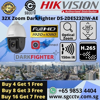 Hikvision 32X-Zoom DarkFighter DS-2DE5232IW-AE 2MP 1080P Full HD Optical Zoom 32x Excellent Low-Light Performance Hik-Connect iVMS4500 CCTV Camera  4.8mm to 153.6mm Motorize Len