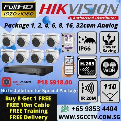 CCTV Systems 8-Camera Package Hikvision Dahua CCTV Singapore DIY Package Full HD Camera Repair & Replace Best Price Most Competitive Home Security Office CCTV P18