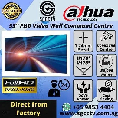 DAHUA Camera 4MP IPC-HFW2449TL-S-PRO VA AI WizColor Bullet WizSense Tripwire Intrusion Fast Moving Parking Loitering Detection 5 Video Wall System LS550UDM-EG Display Panels for Operation Command Centre Surveillance Center Command Center Meeting Room Commercial Display Screen