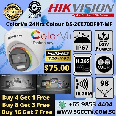 HIKVISION DS-2CE70DF0T-MF ColorVu Dome Camera IP POE Network Camera 24hours Color Warm-light 20m H.265+ 2MP 1080P Smart FSI Sensor Power Over Ethernet Outdoor Weatherproof IP67 Hik-Connect ivms4200 ivms4500