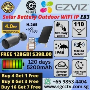 Solar-Powered Battery EZVIZ EB3 4MP 2K IP Camera Non-Wire 120 days 5200mAh Powerful Battery Cloud Storage Active Defense AI Powered Night Vision Solar Monitoring Surveillance Camera Rechargeable Waterproof IP Camera