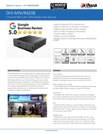 Lorry Truck CCTV SYSTEM DHI-MNVR4208 DAHUA TECHNOLOGY MNVR4104/4204-I Security Systems Bus Container CCTV System Singapore