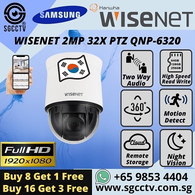 WISENET 2MP 32x PTZ QNP-6320 H.265 POE 4.44~142.6mm IP66 Samsung rename Wisenet Hanwha Military Sensitive Office Home Mall Government Agency CCTV Camera NVR