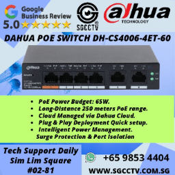 DAHUA DH-CS4006-4ET-60 6-Port Cloud Managed Switch Remote Management PoE Support Security Enforcement Power Distribution