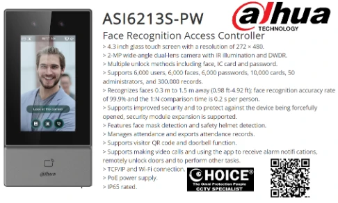 DAHUA Face Recognition ASI6213S-PW DHI-ASI6214S-PW Access Controller 2MP POE IP65 Door Access Repair Service Door Lock Installation