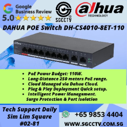 DAHUA Switch DH-CS4010-8ET-110 10-Port Cloud Managed Switch Remote Management Security Enforcement Security System Singapore
