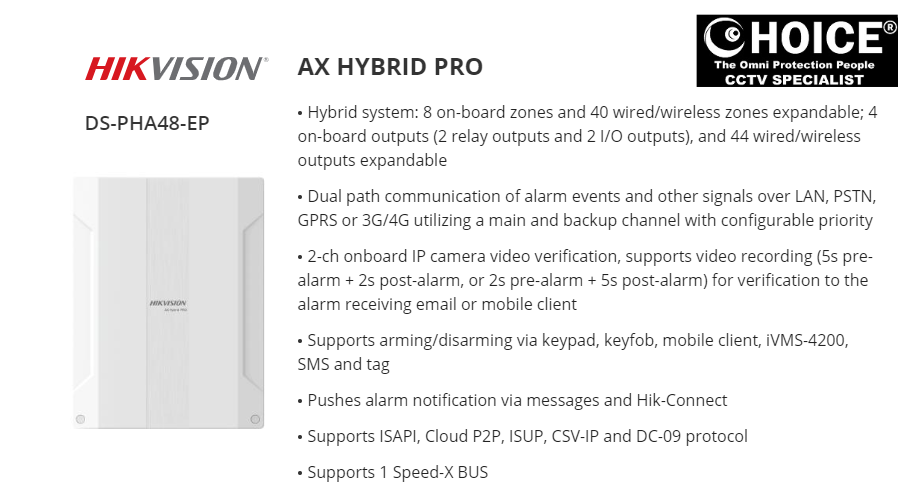 HIKVISION ALARM AX HYBRID PRO DS-PHA48-EP HYBRID FUNCTIONALITY HIGH-RESOLUTION RECORDING MULTIPLE CHANNELS REMOTE Wireless Security Alarm Home Alarm System