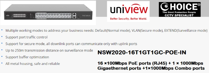 DAHUA SWITCH GIGABIT DH-CS4006-4GT-60 6-Port Cloud Managed Gigabit Switch Remote Network Management Power over Ethernet PoE 5 UNV SWITCH 16-PORTS NSW2020-16T1GT1GC GIGABIT PoE Managed Switch Layer 2 Layer 3 Redundancy Rack-Mountable Power Distribution