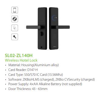 ZKTECO Wireless Hotel Lock SL02-ZL140H Wireless Technology Battery Powered Emergency Override SGCCTV SECURITY PACKAGE CCTV Camera Installation Singapore