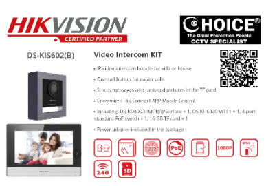 HIKVISION VIDEO INTERCOM DS-KIS602-B Intercom Door Station Camera Door Station Video Intercom Singapore Intercom Repair Installation