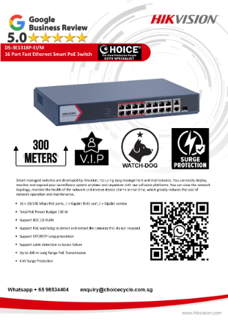 HIKVISION SWITCH POE 16-Port DS-3E1318P-EI 300meter PoE Transmission CCTV CAMERA SWITCH SINGAPORE POE Switch Repair Replace 9 HIKVISION SWITCH POE 16-Port DS-3E1318P-EI 300meter PoE Transmission CCTV CAMERA SWITCH SINGAPORE POE Switch Repair Replace