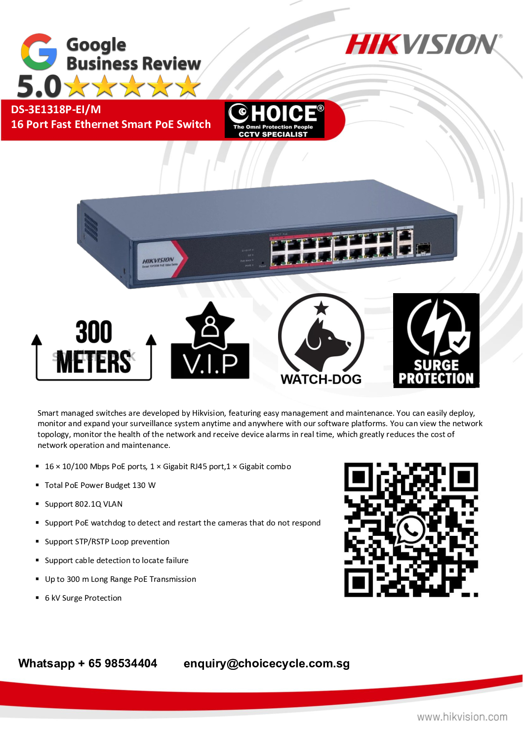 HIKVISION SWITCH POE 16-Port DS-3E1318P-EI 300meter PoE Transmission CCTV CAMERA SWITCH SINGAPORE POE Switch Repair Replace 8 HIKVISION SWITCH POE 16-Port DS-3E1318P-EI 300meter PoE Transmission CCTV CAMERA SWITCH SINGAPORE POE Switch Repair Replace - Image 8