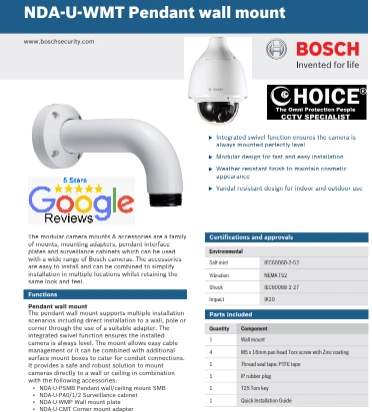 BOSCH Germany PTZ Bracket NDA U WMT BOSCH PTZ NDP 5512 Z30 Security System Singapore CCTV Distributor CCTV Camera Installation CCTV Singapore CCTV Camera Singapore