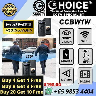 Body Worn Camera CCBW1W Police Body Worn WIFI Live Stream Security Enforcement Video Evidence Mobile Camera School Security Sim Lim Square 0281 CCTV Singapore CCTV Camera Singapore