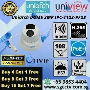 CCTV CAMERA UNIARCH IPC T122 PF28 UNIVIEW World Top 3 CCTV Manufacturer 2MP IP POE CAMERA Repair Replace CCTV Camera Onvif H.265 IP67 IR30m Mobile APP Uniarch Life CCTV Singapore CCTV Camera Singapore