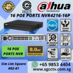 CCTV Singapore DAHUA NVR4216-16P DHI-NVR4216-4KS3 20TB HDD Storage 8MP IP POE Smart H.265 Auto Switch 16POE Ports 16CH NVR AI Perimeter Protection SMD Plus