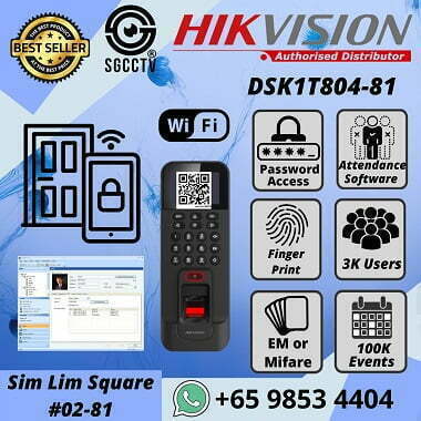 Fingerprint Access Hikvision DS K1T804 Biometric Access Control Terminal Electronic Door Lock Time Attendance Office Warehouse EM Card Mifare Card CCTV Singapore CCTV Camera Singapore