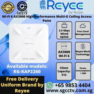 Reyee Ceiling Access Point RG-RAP2260 WiFi 6 2.97Gbps Multi-G 2.5Gbps Uplink ACCESS POINT SINGAPORE Repair Replace NEW