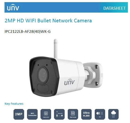 UNV IP CAMERA WIFI BULLET IPC2122LB AF28 UNIVIEW 2MP MIC H.265 SD Slot IP67 Outdoor Weatherproof CCTV Camera Installation Repair Replace CCTV Store Sim Lim SQ CCTV Singapore CCTV Camera Singapore