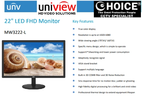 UNV MONITOR 22 INCHES MW3222 L CCTV Monitor Security System Monitor Best Price Promotion Commercial Grade Monitor CCTV Camera Package CCTV Singapore CCTV Camera Singapore