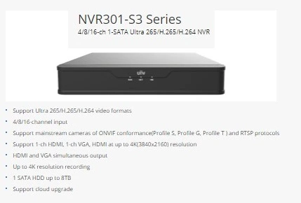 UNV POE NETWORK NVR NVR301 04S3 P4 Uniview 4CH NVR 4port PoE ONVIF RTSP 8MP H.265 CCTV Camera Installation Repair Replace CCTV Store Sim Lim Square CCTV Shop CCTV Singapore CCTV Camera Singapore