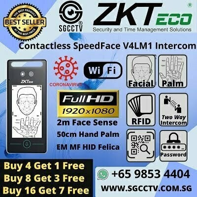 ZKTeco SpeedFace V4LM1 Face Detection Hand Palm RFID QR code Password Payroll Time Attendance Facial Recognition CCTV Singapore CCTV Camera Singapore