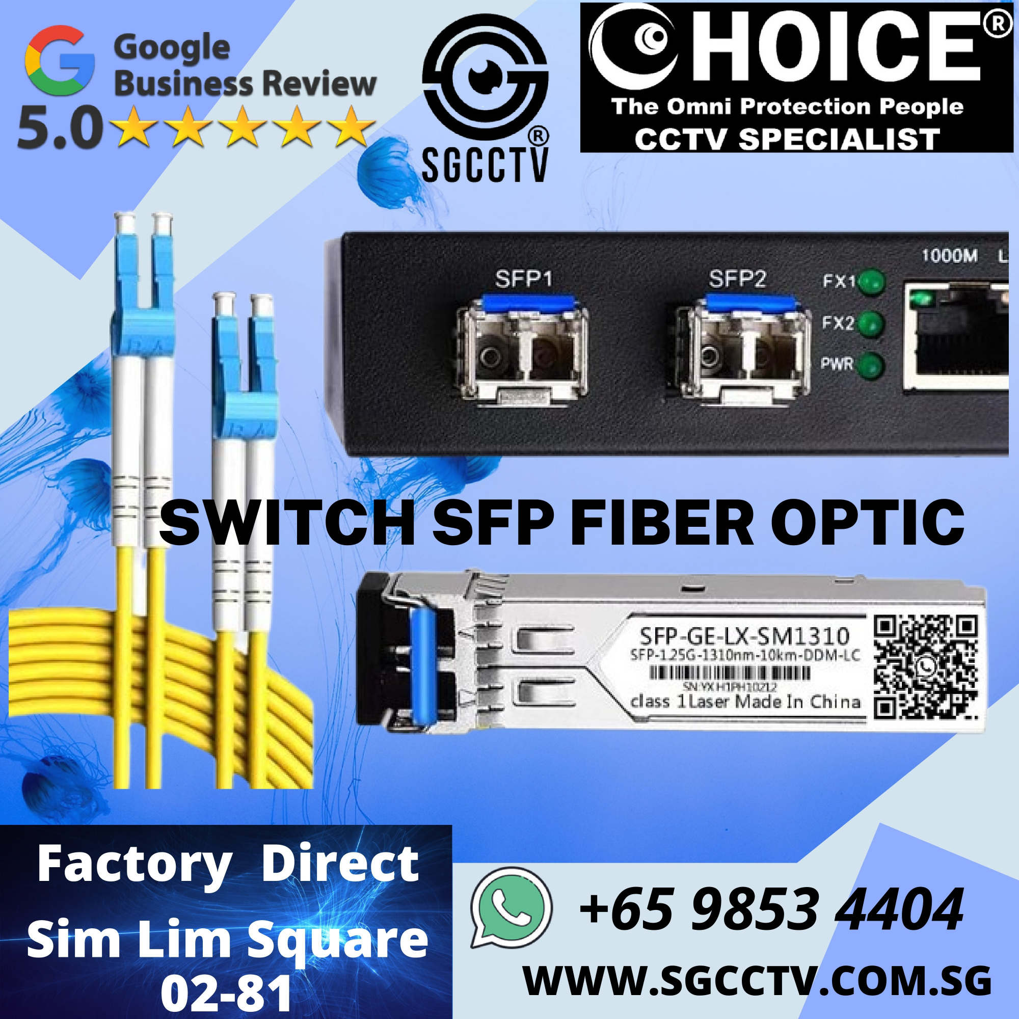 SGCCTV Fiber Optic Transceiver SFP-GE-LX-SM1310 SWITCH SFP SLOT Single Mode 10km CCTV SWITCH SINGAPORE POE Switch Repair
