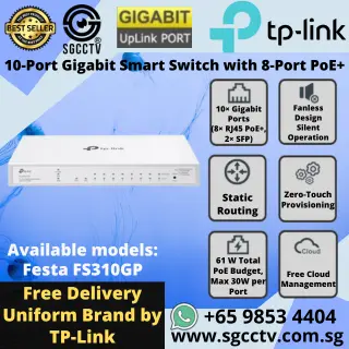 TP-Link VIGI NVR2016H-16P 16CH NVR with 16 PoE ports H.265+ 4K output AI smart detection Repair & Replace Singapore YC 3 TP-LINK 10-Port Gigabit Switch PoE FS310GP Cheapest WIFI Router Access Point High Speed Switch Singapore Router Access Point Repair NEW
