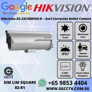 HIKVISION Bullet Anti-Corrosion DS-2XC6685G0-D Motorized Varifocal IP67 Stainless Steel Bracket DS-1701ZJ-AC1-OS CCTV Camera Singapore 1 HIKVISION Bullet Anti-Corrosion DS-2XC6685G0-D Motorized Varifocal IP67 Stainless Steel Bracket DS-1701ZJ-AC1-OS CCTV Camera Singapore