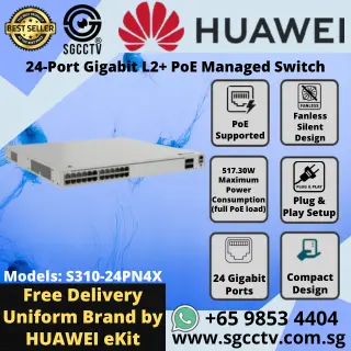 Huawei 24-Port S310-24PN4X GIGABIT 1000 Mbps High Speed Best CCTV SWITCH SINGAPORE Economy POE Switch Repair