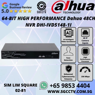 Dahua 48CH NVR DHI-IVD5148-1I ONVIF RSTP 4K output H.265 compression AI IVS remote access Repair Replace Singapore