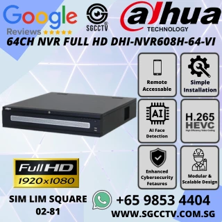 DAHUA 48CH IVD Price DHI-IVD5148-1I Ai Intelligent Video Surveilance Face Recognition 64-Bit High Performance Repair Replace Singapore HZ 4 DAHUA 64CH Configuration NVR DHI-NVR608H-64-VI Network Video Camera H.265+ 12MP FULL HD CCTV Camera Repair Replace Singapore