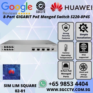 HUAWEI 8-Port Switch S220-8P4S GIGABIT PoE Managed Switch 1000Mbps SFP SINGAPORE BEST CCTV Switch Economy Repair & Replace NEW 